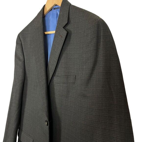 Chaps Mens Brown Plaid Suit Jacket Blazer Sport Coat 2 Button Business 42R - Picture 8 of 16